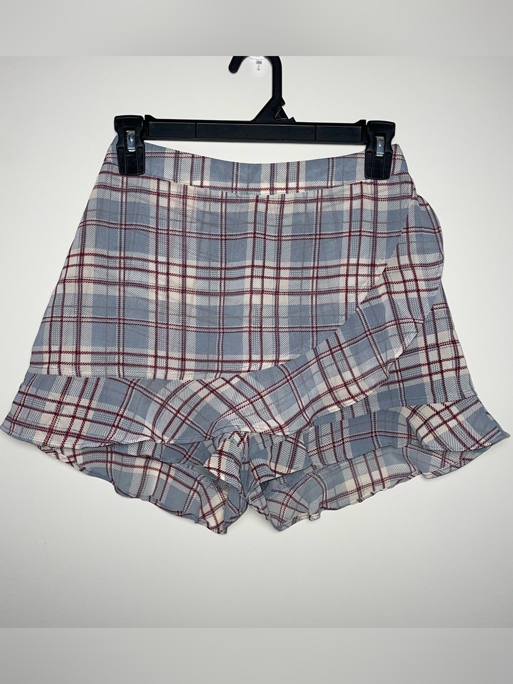 Altar’d State S Layered Blue Red Plaid Back Zip Lined Skort Preppy